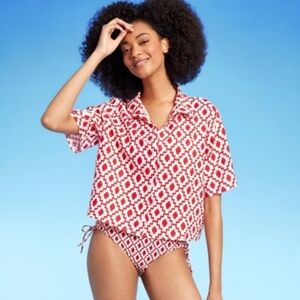 Shade & Shore Crop Linen-Blend Top‎